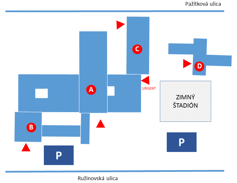 Mapa areálu Nemocnica Ružinov